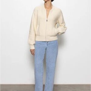 Sanctuary Knitted Bomber Jacket Muslin